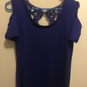 Cold shoulder blue dress top